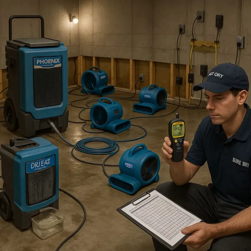 Structural Drying and Dehumidification process in Lakeview, CA